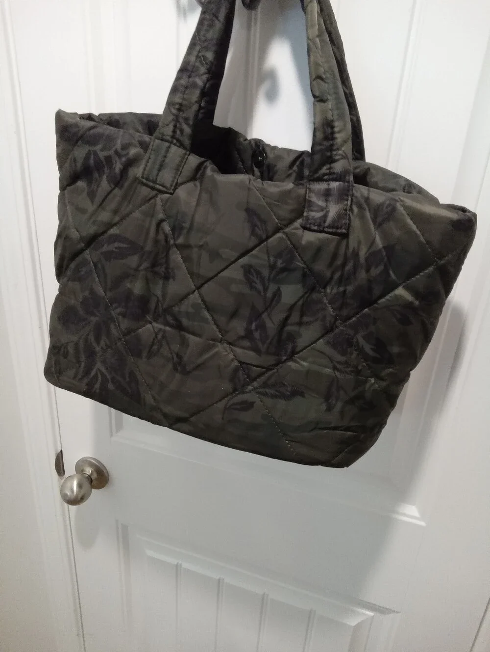 Brylane Concept Reyenne Puffer Quilted Camouflage Floral Tote Bag with Pouch Set